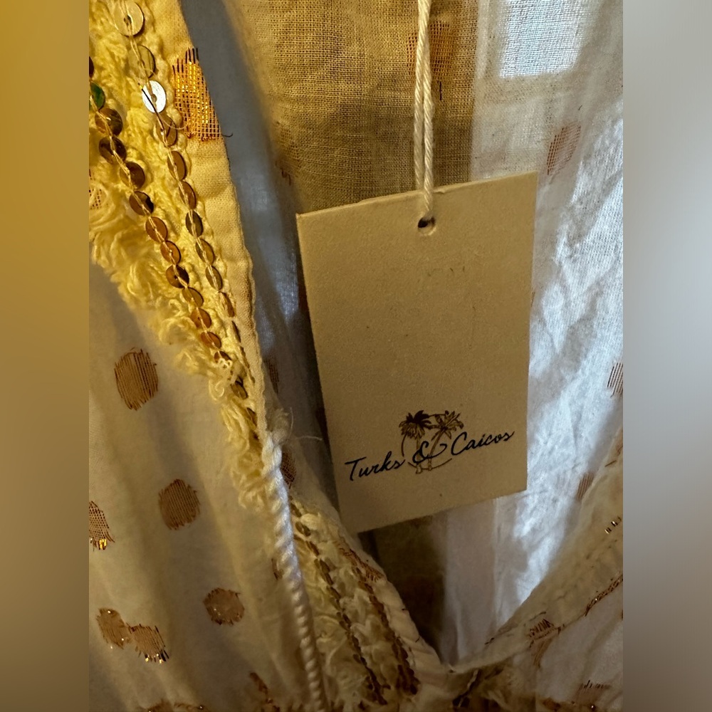 Turks & Caicos Cream Lace Boho Resort Cover Up Dress M/L - Picture 5 of 6
